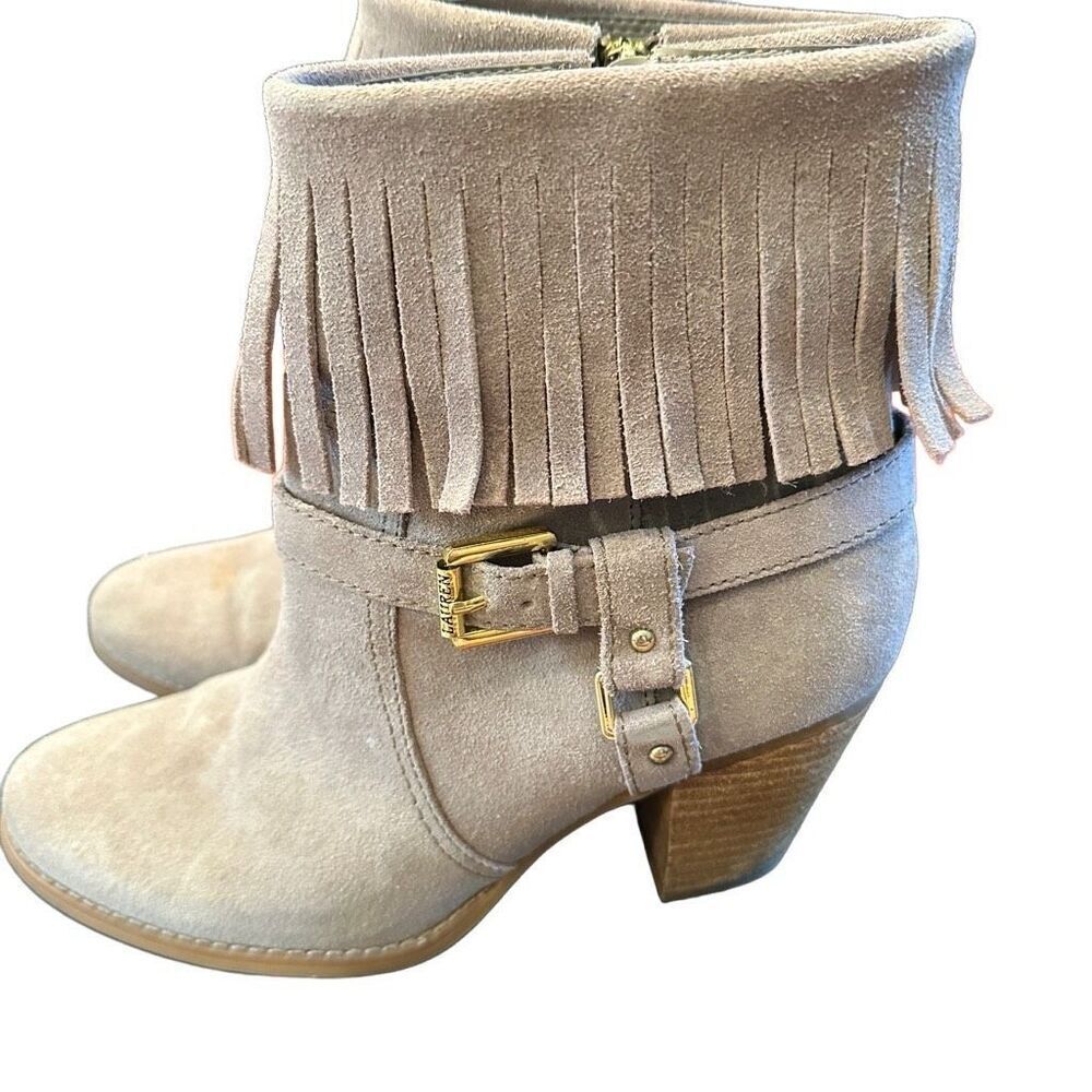 Ralph Lauren Suede Fringe Booties - size 8.5